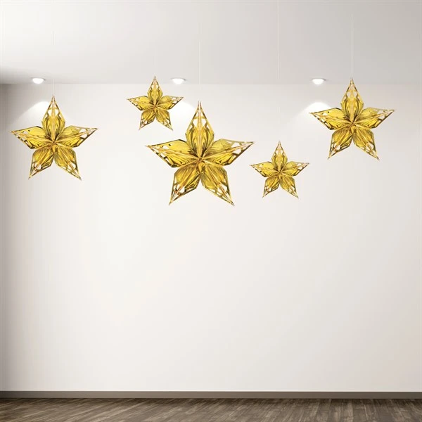Gold Metallic Star Decorations 1 Gold Metallic Star Decorations