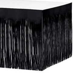 Black Metallic Fringe Table Skirt