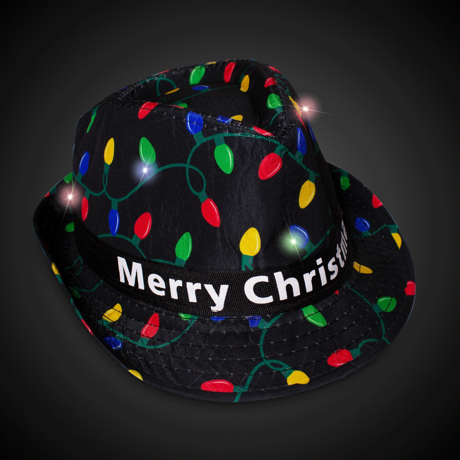 LED Merry Christmas Fedora Hat 1 LED Merry Christmas Fedora Hat