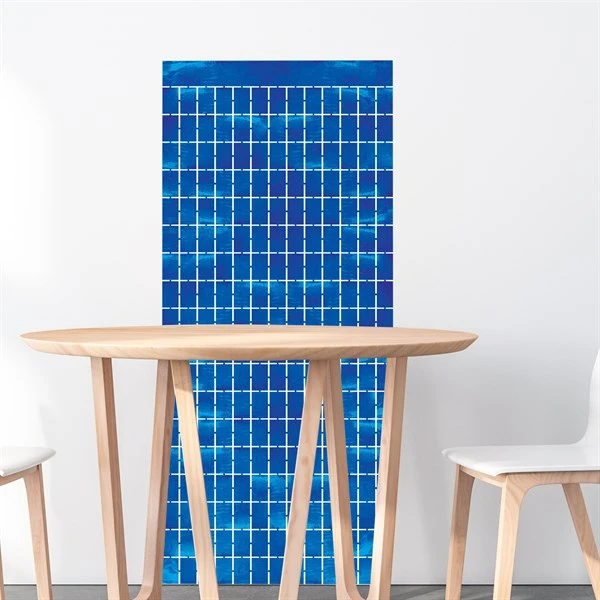 Blue Metallic Squares Curtain 1 Blue Metallic Squares Curtain