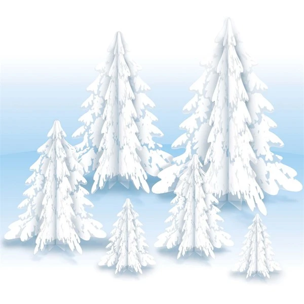 3D Clear Winter Pine Trees Centerpiece 1 3D Clear Winter Pine Trees Centerpiece