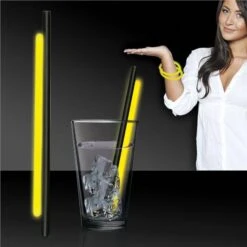 Yellow Glow 9" Straws & Bracelets