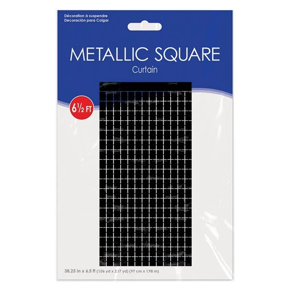 Black Metallic Squares Curtain 2 Black Metallic Squares Curtain - Image 2