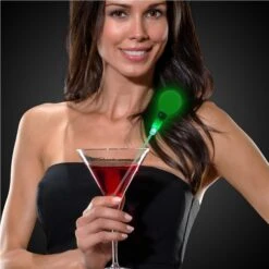 LED Green Circle Cocktail Stirrers