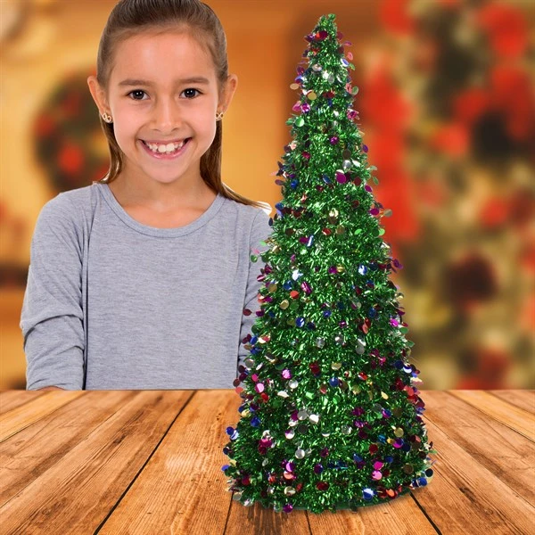 Christmas Tinsel Tree 24" Centerpiece 2 Christmas Tinsel Tree 24" Centerpiece - Image 2
