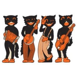 Vintage Halloween Cat Band Cutouts
