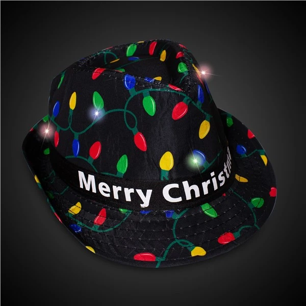 LED Merry Christmas Fedora Hat 3 LED Merry Christmas Fedora Hat - Image 3