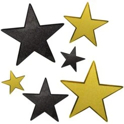 Black & Gold Glitter Star Cutouts