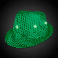LED Dark Green Sequin Fedora Hat -Led Shop a92cc71d 47f8 46b1 a8a4 d9614309afbdhat274ea green led light up sequin fedora hat light on gif 2018