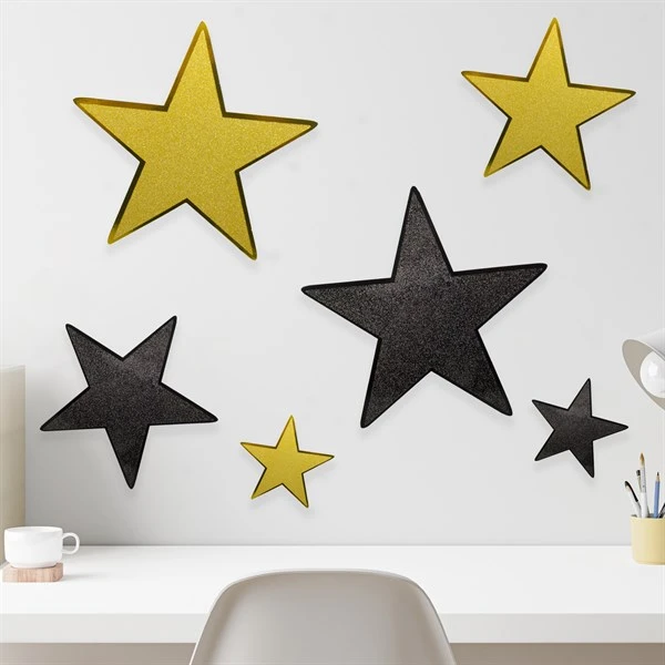 Black & Gold Glitter Star Cutouts 2 Black & Gold Glitter Star Cutouts - Image 2