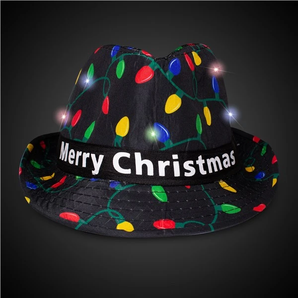 LED Merry Christmas Fedora Hat 5 LED Merry Christmas Fedora Hat - Image 5