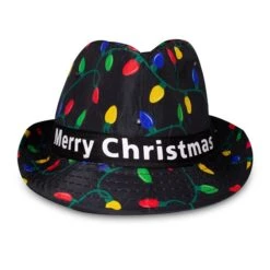 LED Merry Christmas Fedora Hat 12 LED Merry Christmas Fedora Hat -Led Shop ba40eb12 8882 49d3 90b8 781b6dea7197hat670ea fa la la bulb print light up fedora straight light off 2021