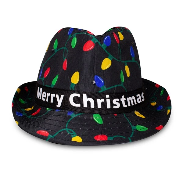 LED Merry Christmas Fedora Hat 6 LED Merry Christmas Fedora Hat - Image 6