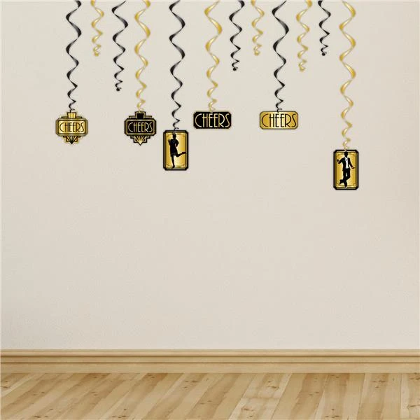 Roaring 20's Hanging Whirl Decorations 2 Roaring 20's Hanging Whirl Decorations - Image 2
