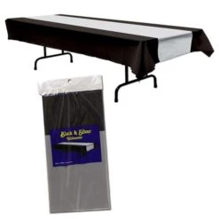 Black & Silver Plastic Table Cover