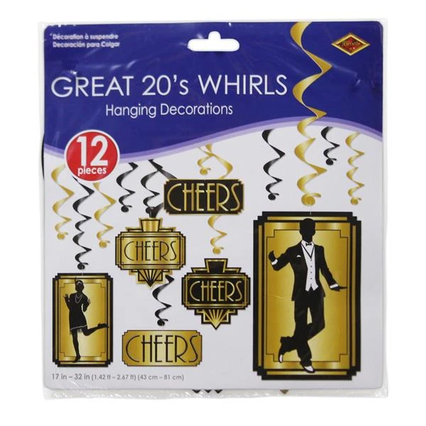 Roaring 20's Hanging Whirl Decorations 3 Roaring 20's Hanging Whirl Decorations - Image 3