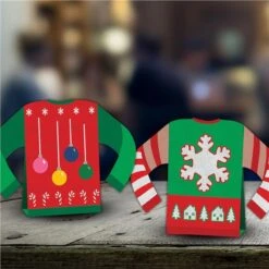 Ugly Christmas Sweater 8" Centerpiece -Led Shop be49ea3f 9fe9 4a5c bc44 54366dddbe16DEC20887EA 3D Ugly Sweater Centerpiece 8in lifestyle 2016