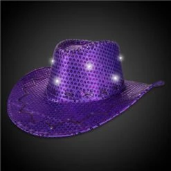 LED Purple Sequins Cowboy Hat -Led Shop d5faa601 8c7a 4784 807a f8c94fa816b4hat484ea purple led sequin cowboy hat light on 2018