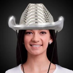 LED White Sequin Cowboy Hat -Led Shop e70d1dc8 2728 4fa0 9c11 ed076b1990behat540ea led white sequin cowboy hat model 2022