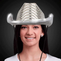 LED White Sequin Cowboy Hat -Led Shop eb9d4a1a 1748 47f6 a8d7 e73017ec3a37hat540ea led white sequin cowboy hat model gif 2022
