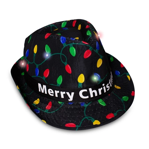 LED Merry Christmas Fedora Hat 7 LED Merry Christmas Fedora Hat - Image 7